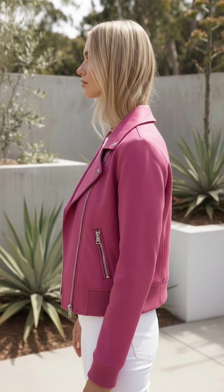 Women's Biker Jacket With Asymmetric Zip
