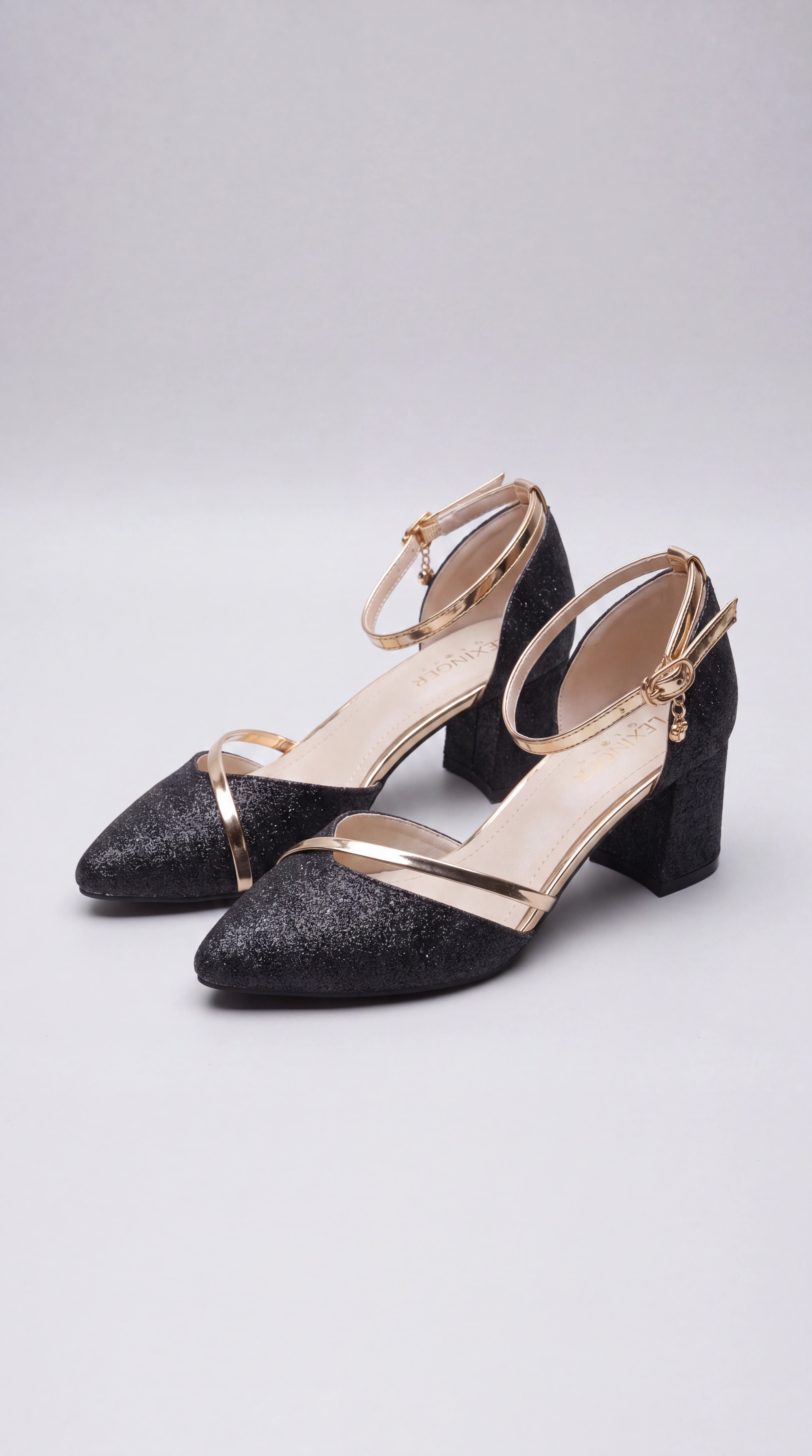 Women's Block Heel Ankle Strap Court Shoes black 1