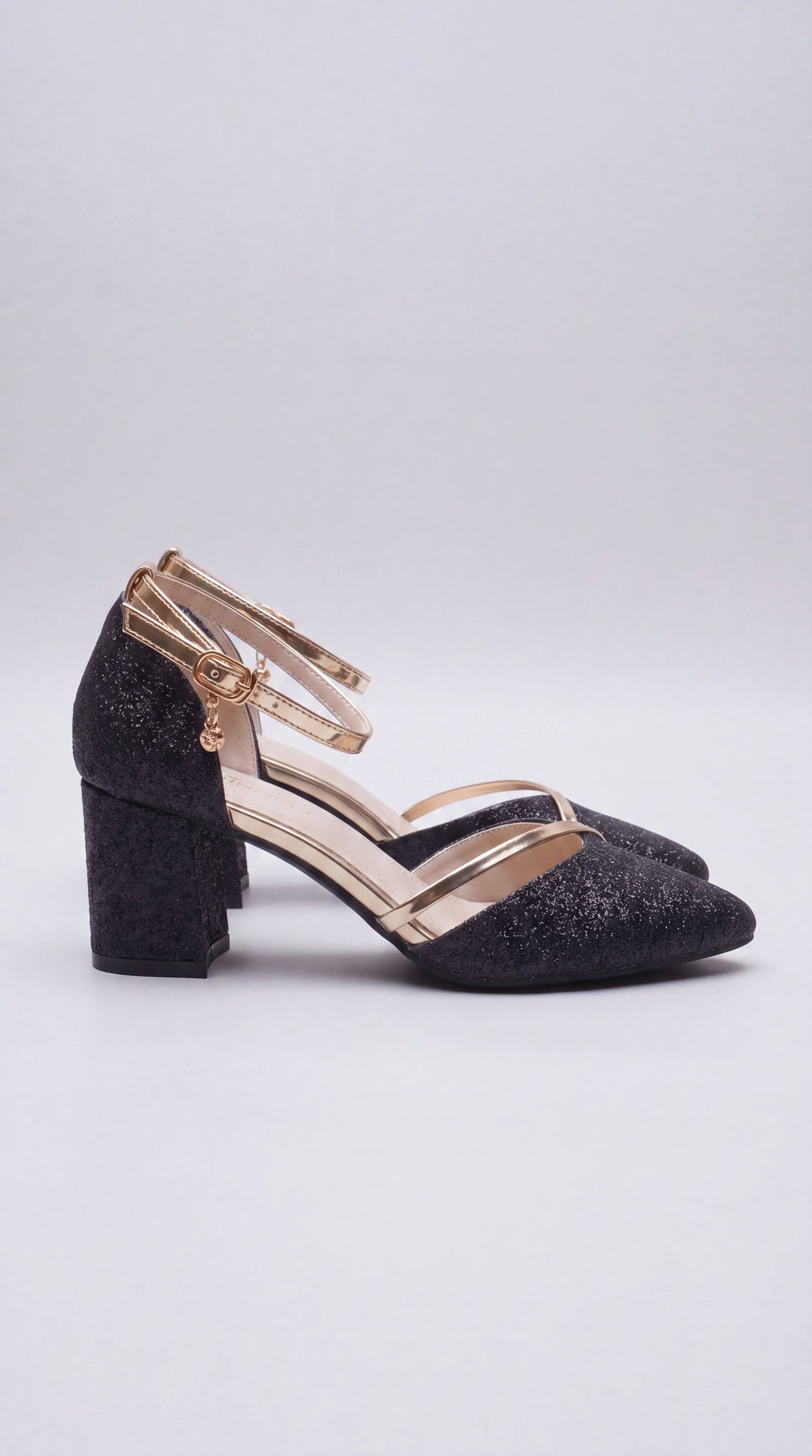 Women's Block Heel Ankle Strap Court Shoes black 2