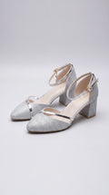 Women's Block Heel Ankle Strap Court Shoes silver 1