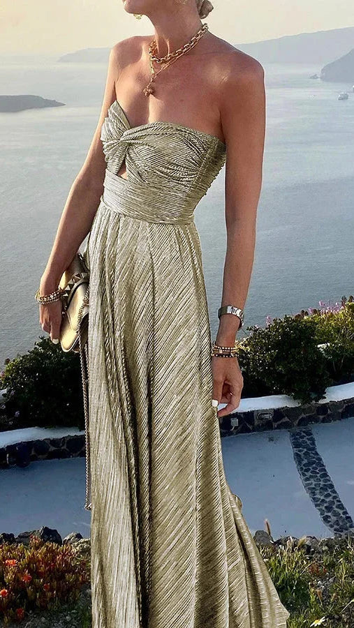 Women's Maxi Dress | Bustier Strapless Shimmer Evening Party Dress 2