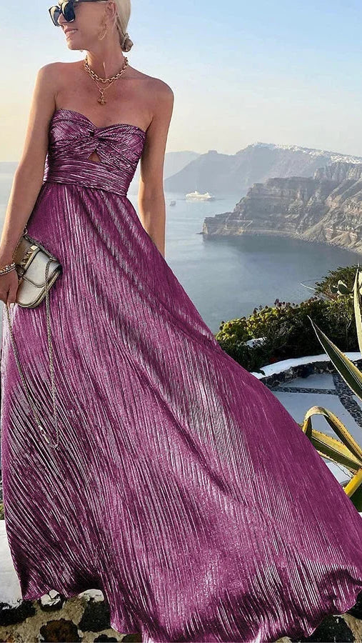 Women's Maxi Dress | Bustier Strapless Shimmer Evening Party Dress 3