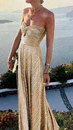 Women's Maxi Dress | Bustier Strapless Shimmer Evening Party Dress 4