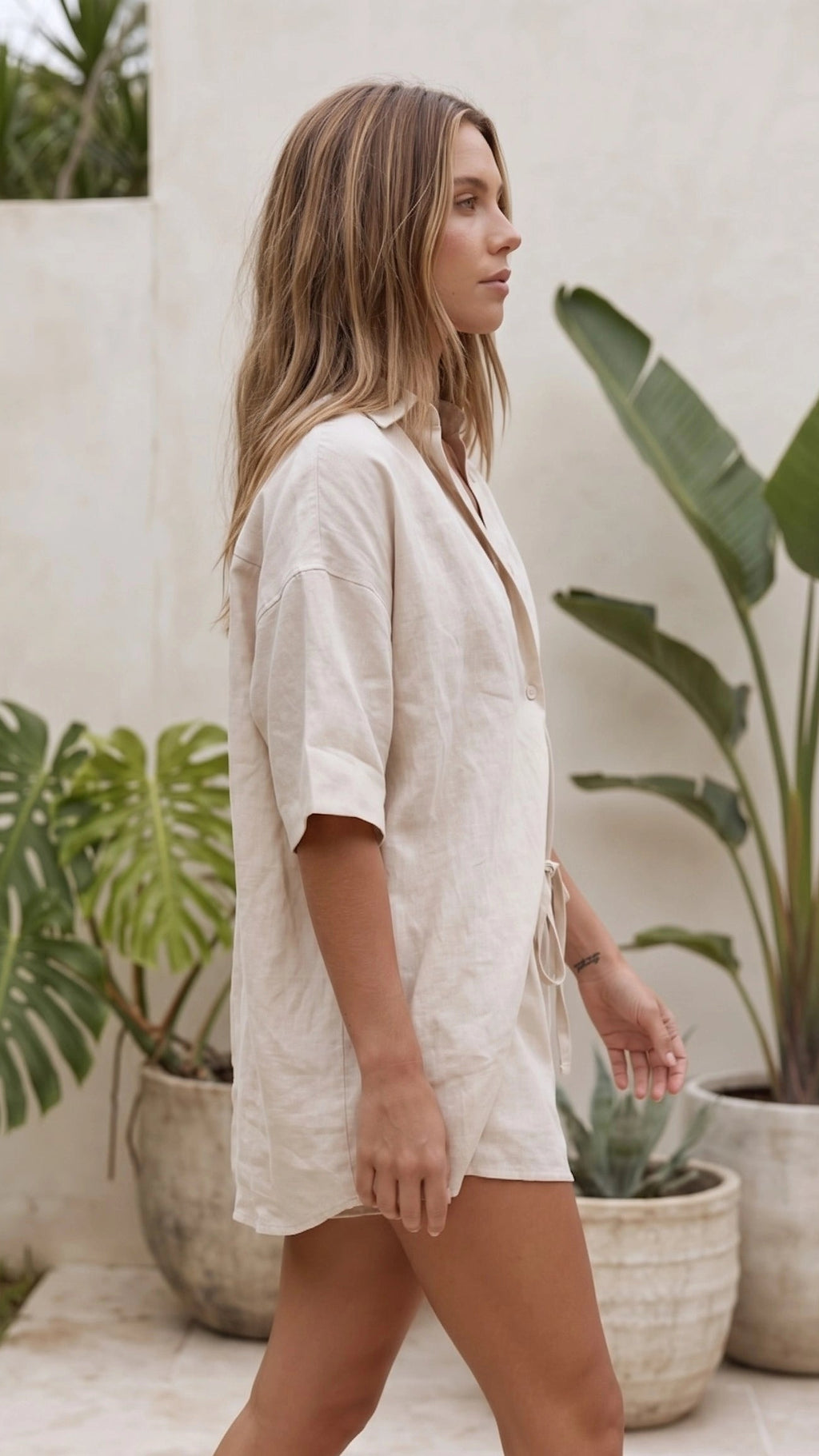 Women’s Button Up Shirt and Drawstring Shorts Matching Set