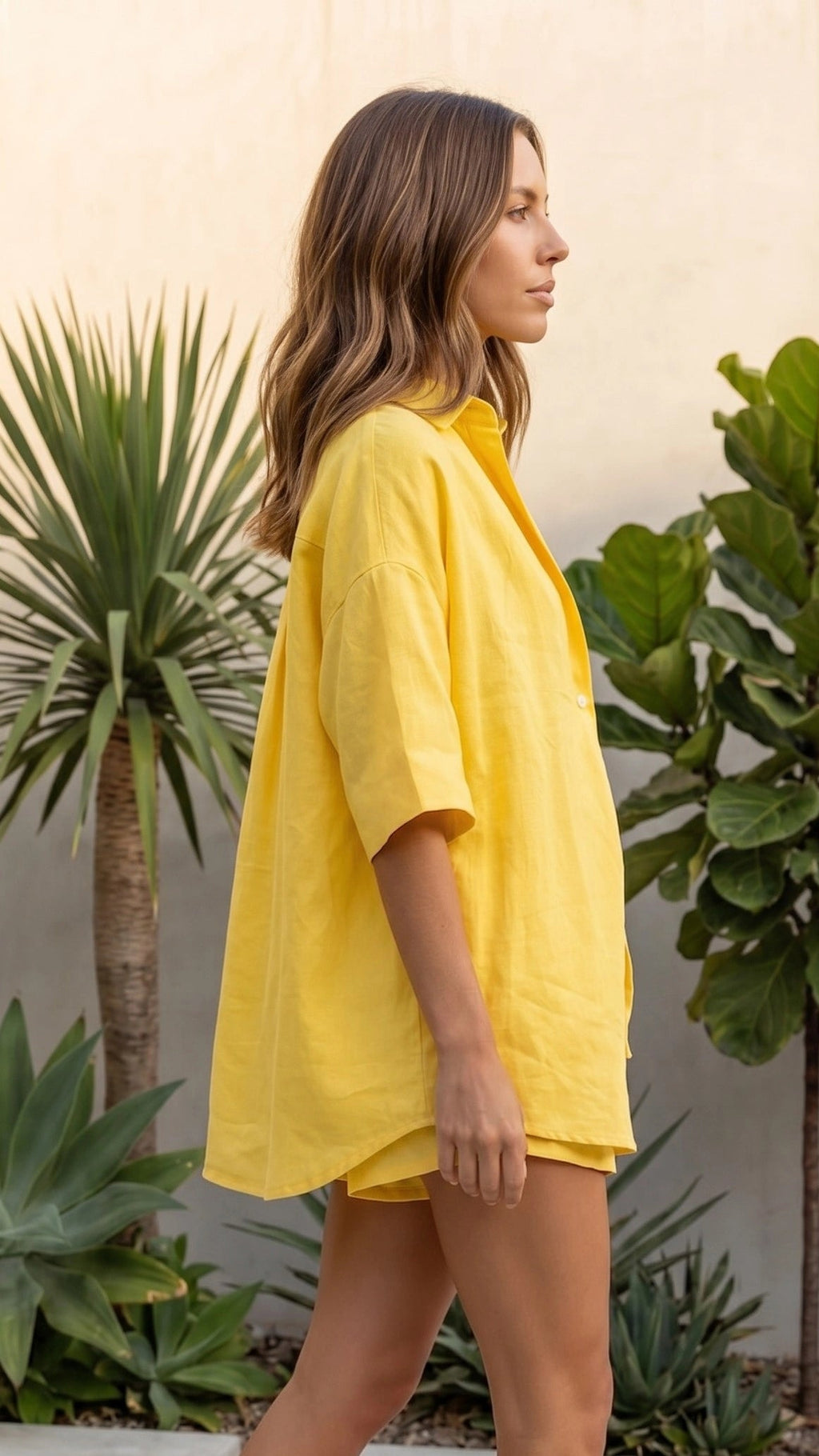 Women’s Button Up Shirt and Drawstring Shorts Matching Set