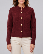 Women's Button Up Round Neck Cable Knit Cardigan