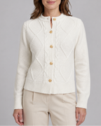 Women's Button Up Round Neck Cable Knit Cardigan