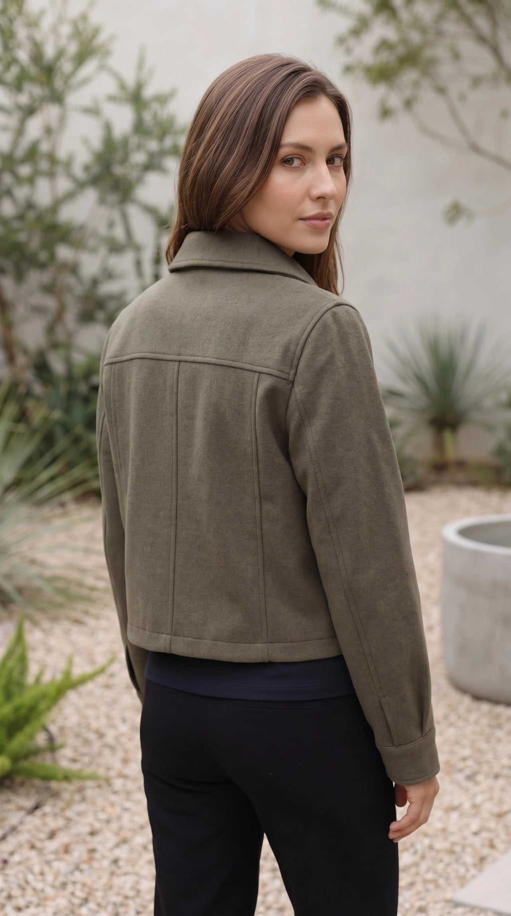 Women's Collared Button Front Cropped Jacket