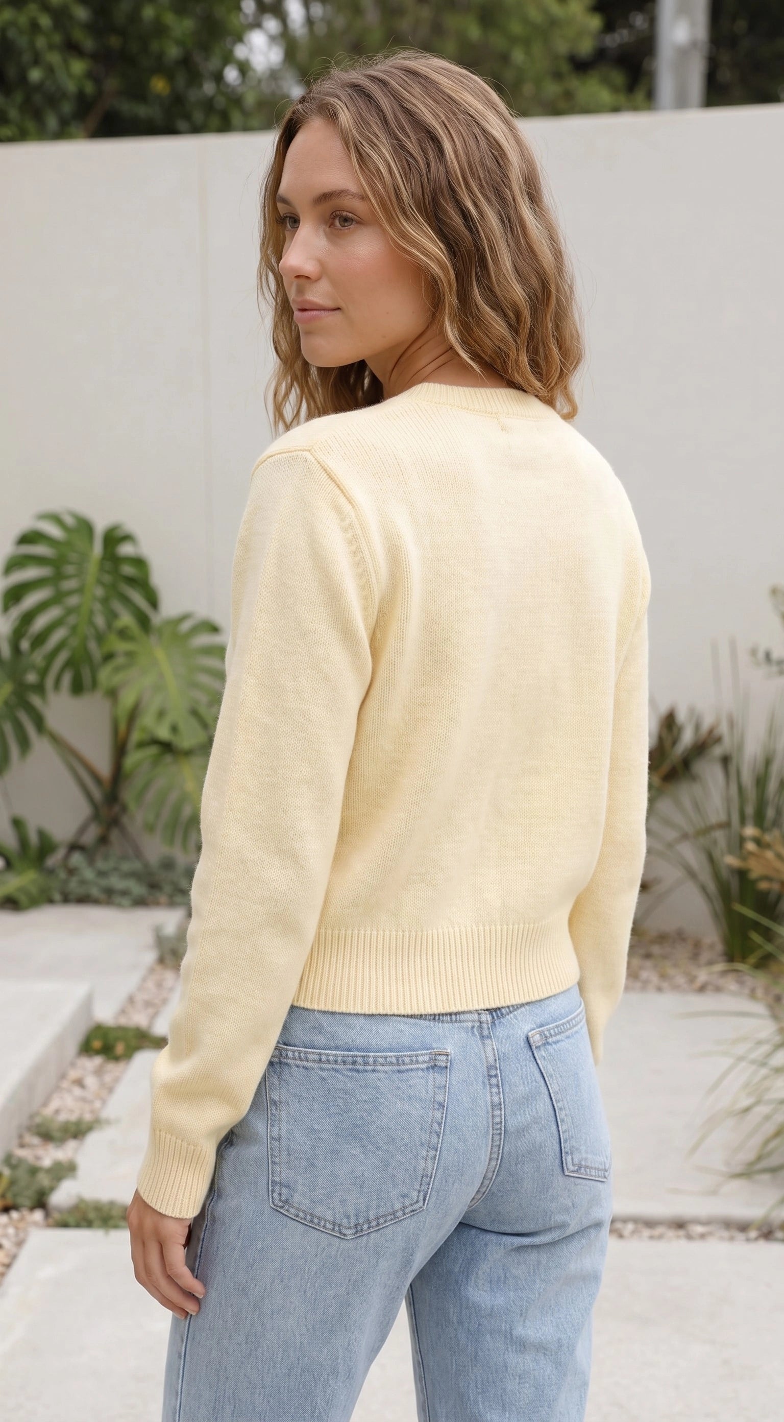 Women's Crew Neck Button-Up Knit Cardigan