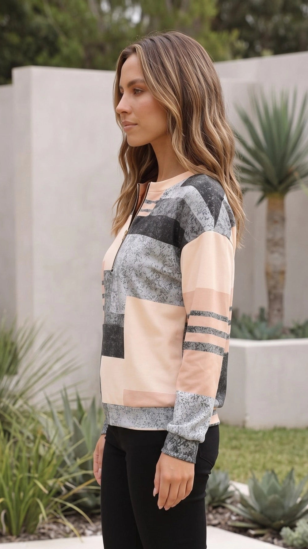 Women’s Colour Block Quarter Zip Sweater