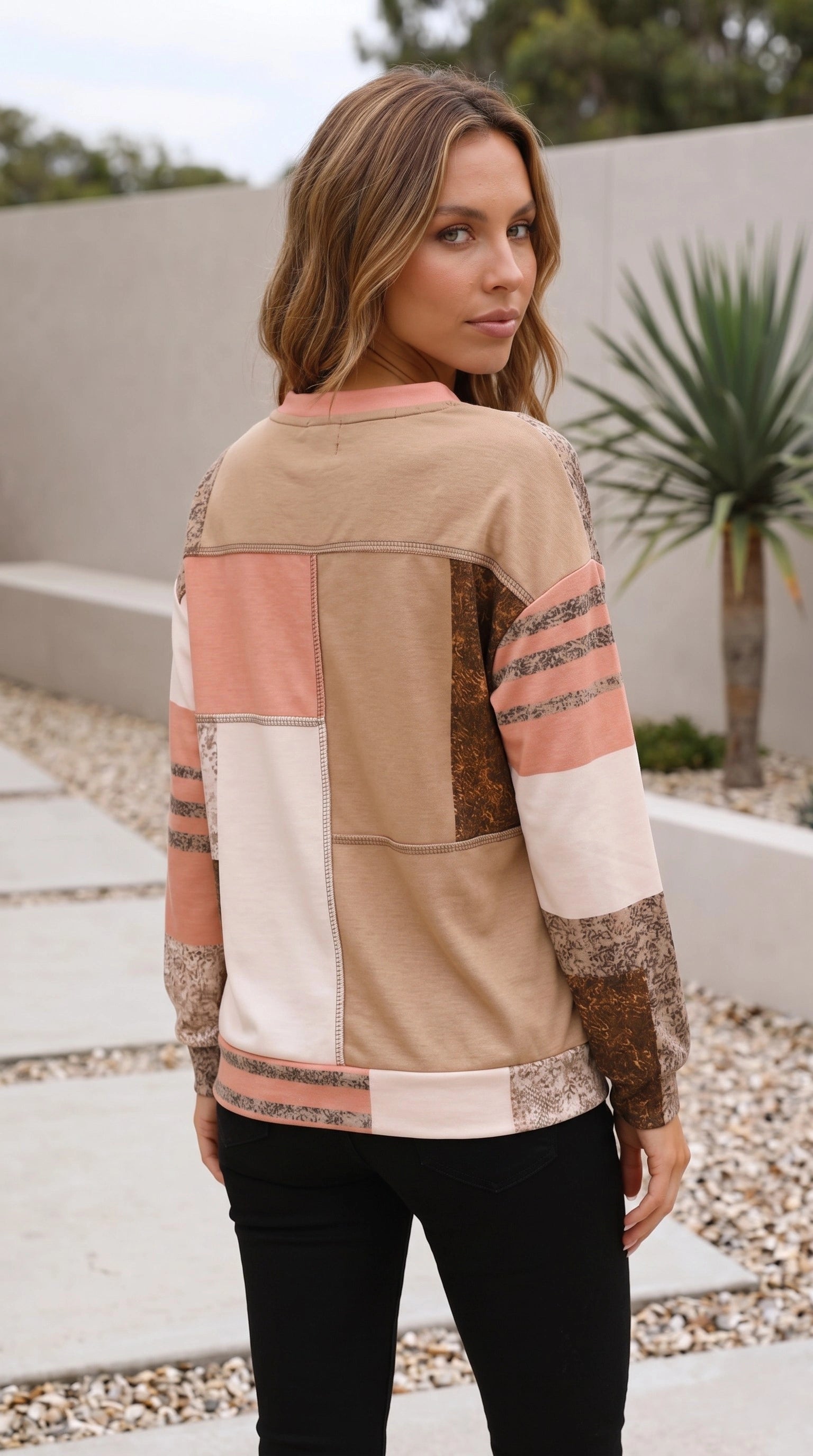Women’s Colour Block Quarter Zip Sweater