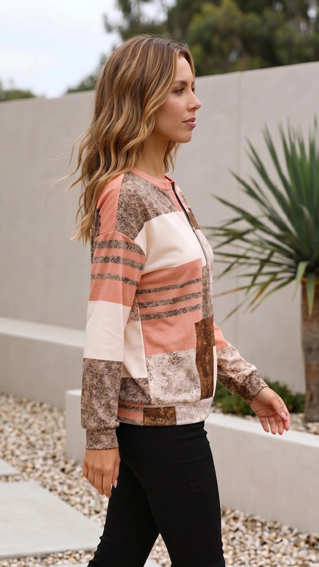 Women’s Colour Block Quarter Zip Sweater