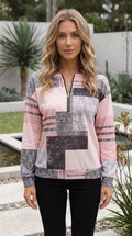 Women’s Colour Block Quarter Zip Sweater