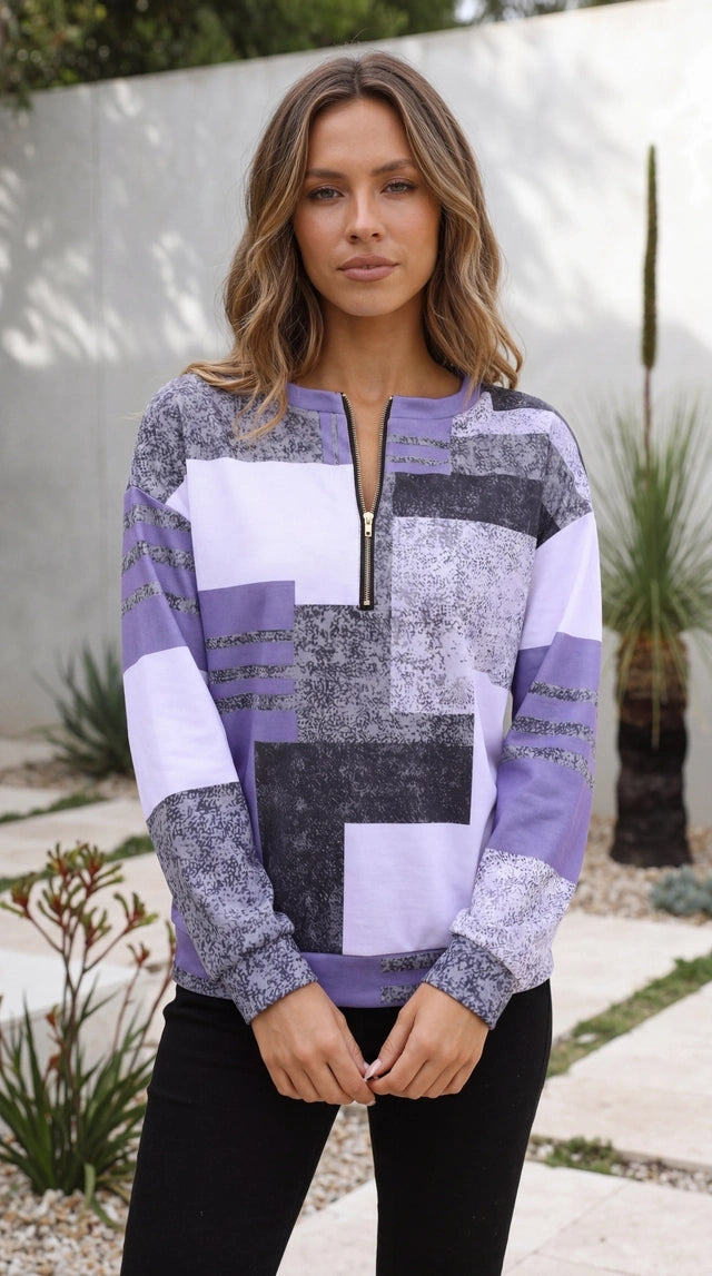 Women’s Colour Block Quarter Zip Sweater