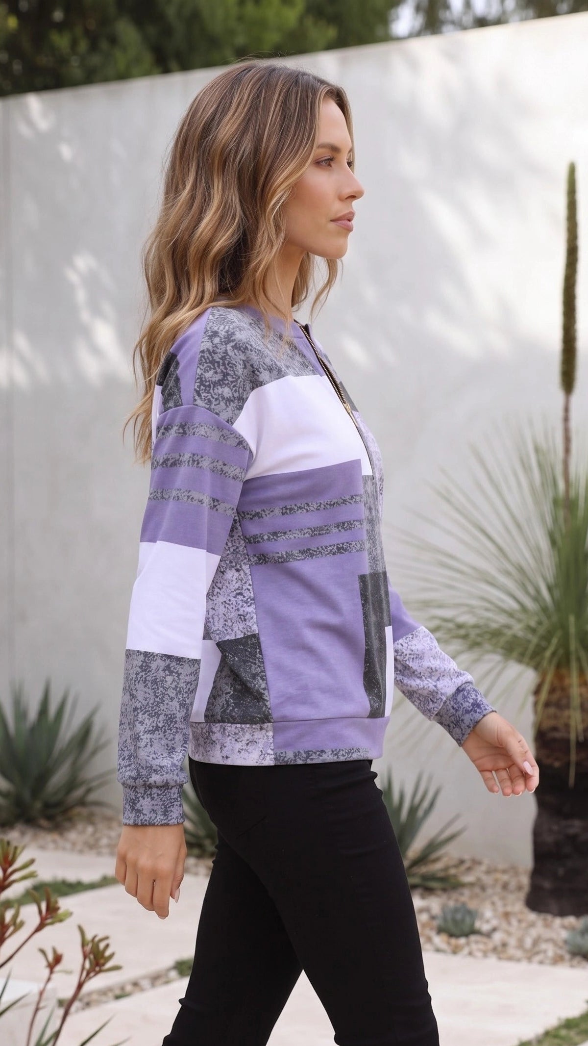 Women’s Colour Block Quarter Zip Sweater
