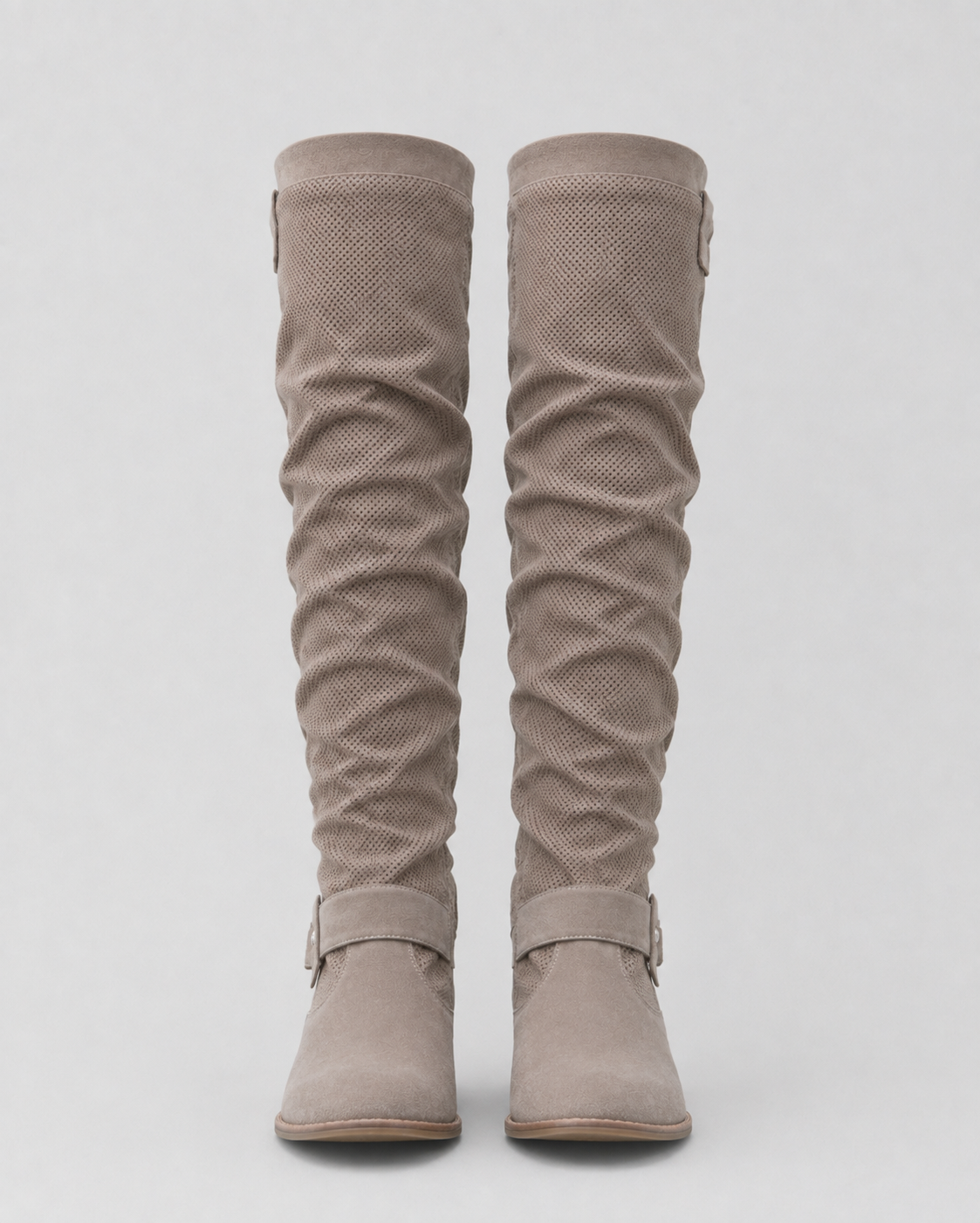 Women's Knee High Suede Look Slouch Comfort Boots