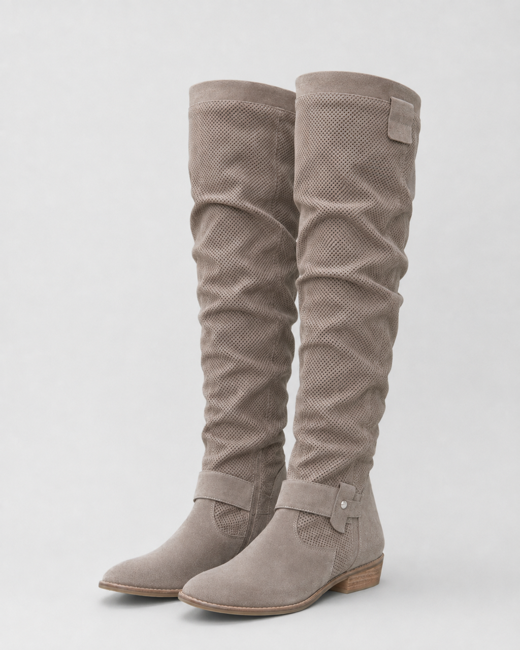 Women's Knee High Suede Look Slouch Comfort Boots