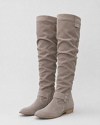 Women's Knee High Suede Look Slouch Comfort Boots