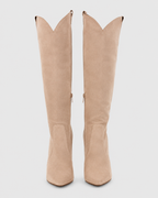 Women's Knee High Pointed Toe Comfort Boots | Stacked Heel