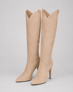 Women's Knee High Pointed Toe Comfort Boots | Stacked Heel
