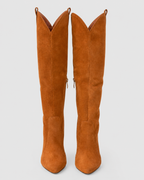 Women's Knee High Pointed Toe Comfort Boots | Stacked Heel