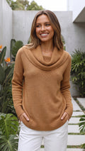 Women's Cowl Neck Long Sleeve Knit Jumper