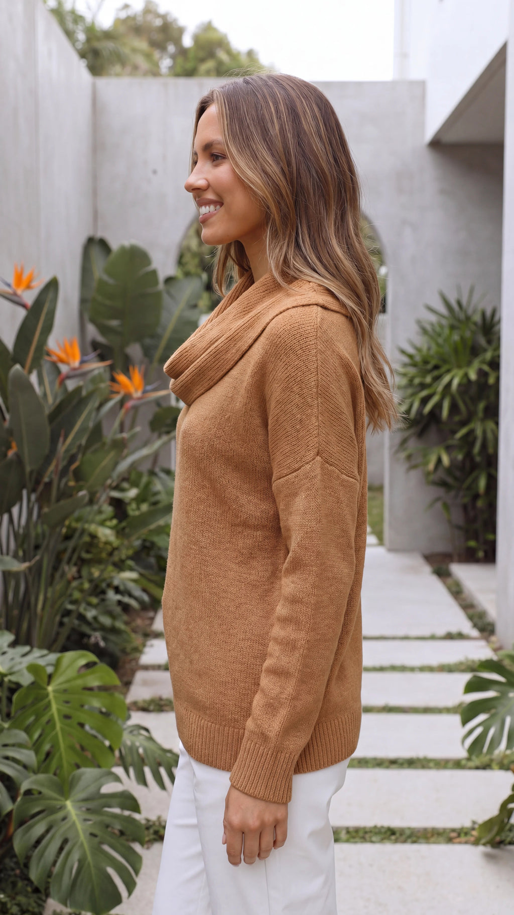 Women's Cowl Neck Long Sleeve Knit Jumper