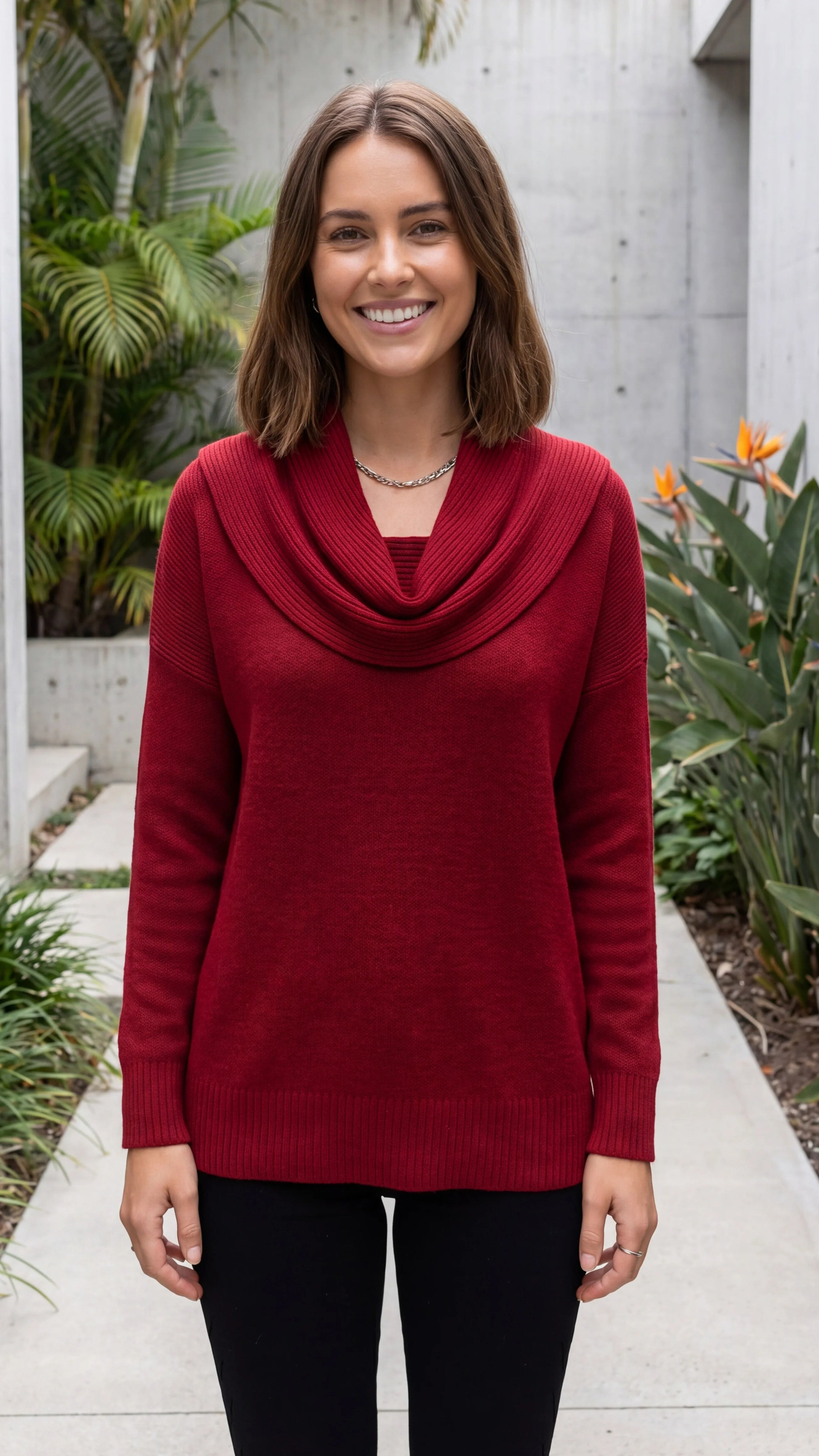 Women's Cowl Neck Long Sleeve Knit Jumper