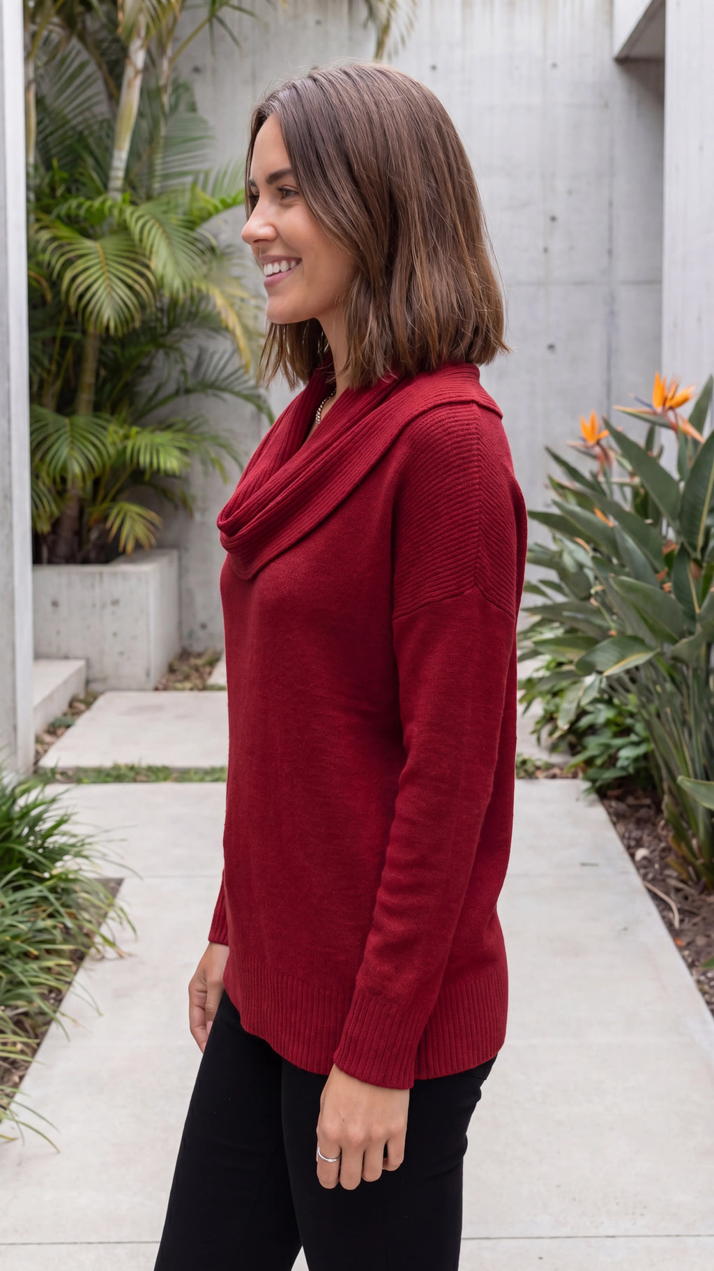 Women's Cowl Neck Long Sleeve Knit Jumper