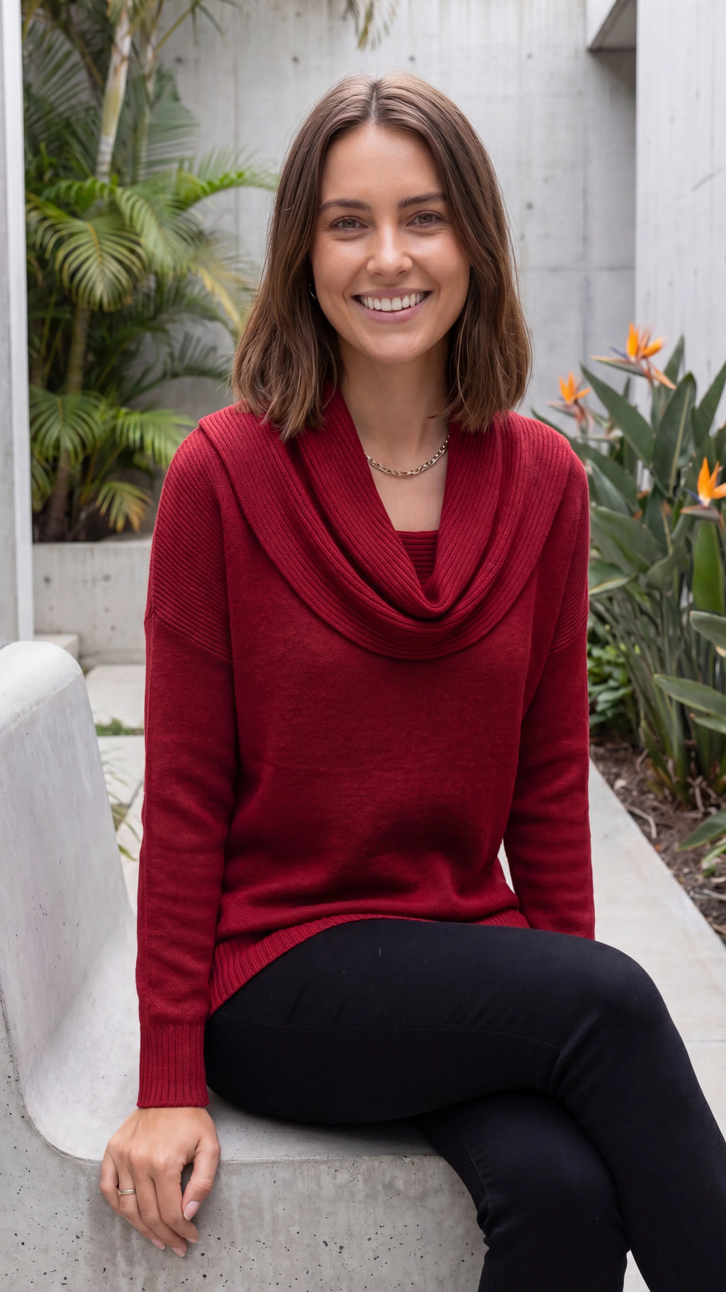 Women's Cowl Neck Long Sleeve Knit Jumper