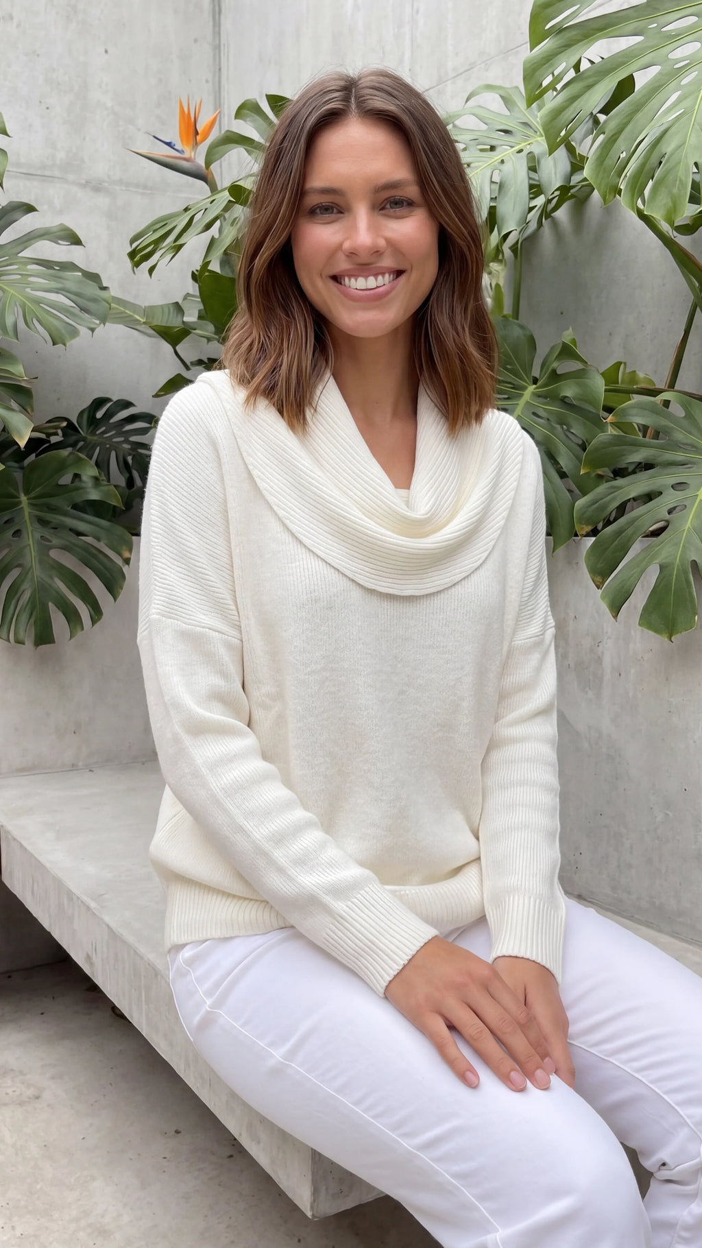 Women's Cowl Neck Long Sleeve Knit Jumper