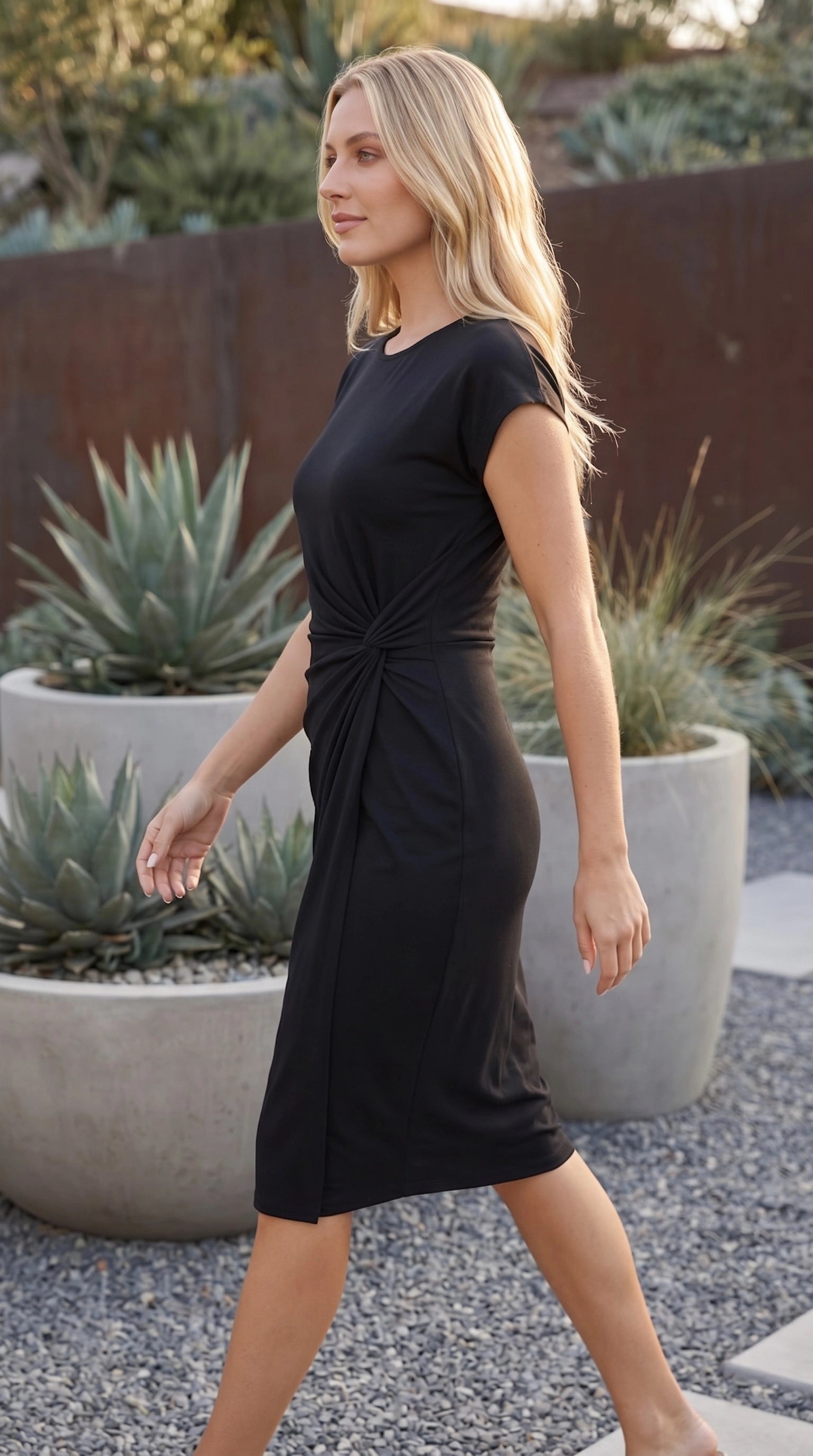 Women's Crew Neck Cap Sleeve Ruched Bodycon Midi Dress – Lume De Label