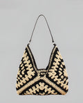 Women's Crochet Macrame Boho Shoulder Bag black 4