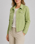 Women's Cropped Denim Jacket with Button Front