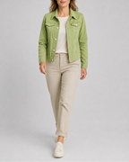 Women's Cropped Denim Jacket with Button Front