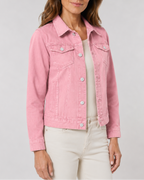 Women's Cropped Denim Jacket with Button Front