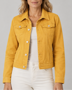 Women's Cropped Denim Jacket with Button Front
