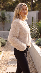 Women's Cropped Faux Fur Jacket beige 2
