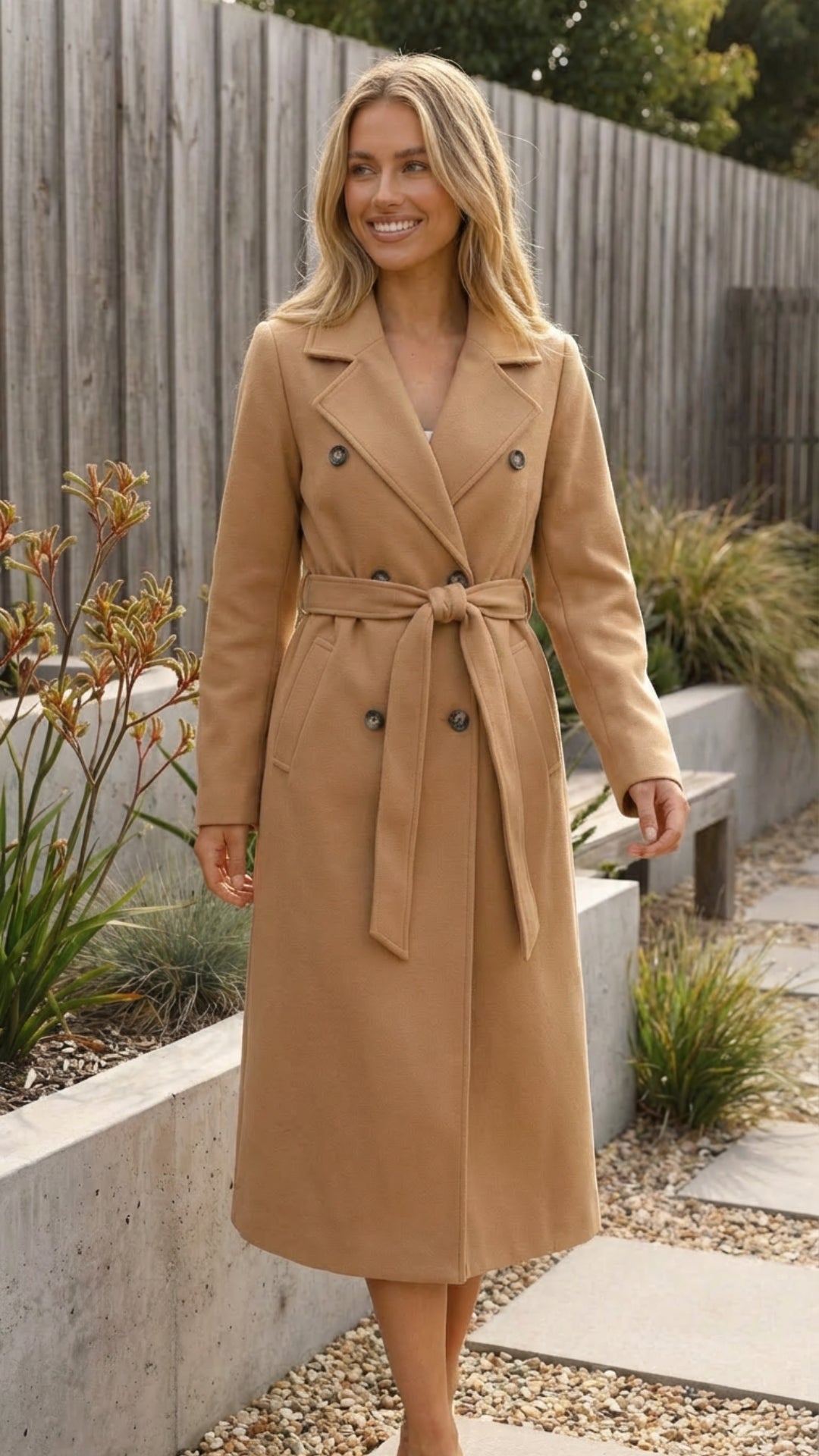 Women’s Casual Double-Breasted Long Trench Coat