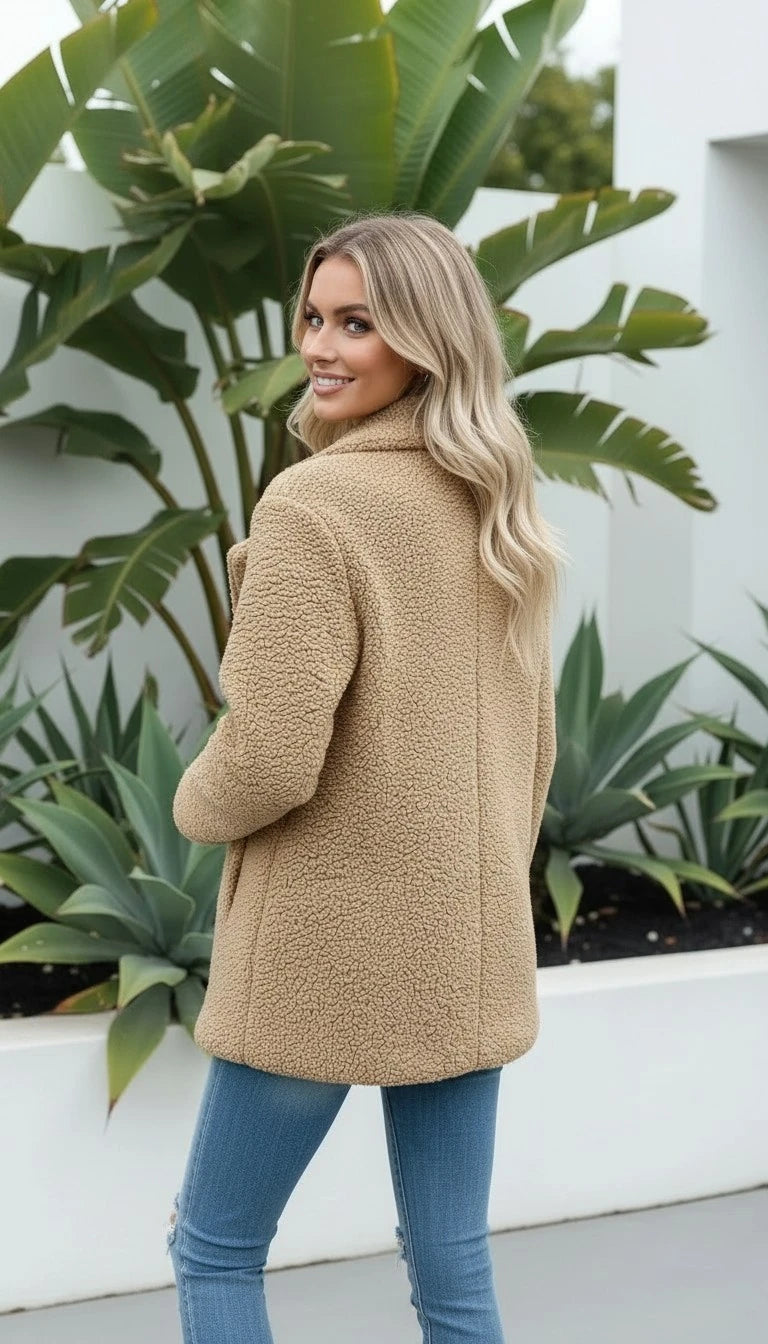 Women's Double-Breasted Teddy Coat