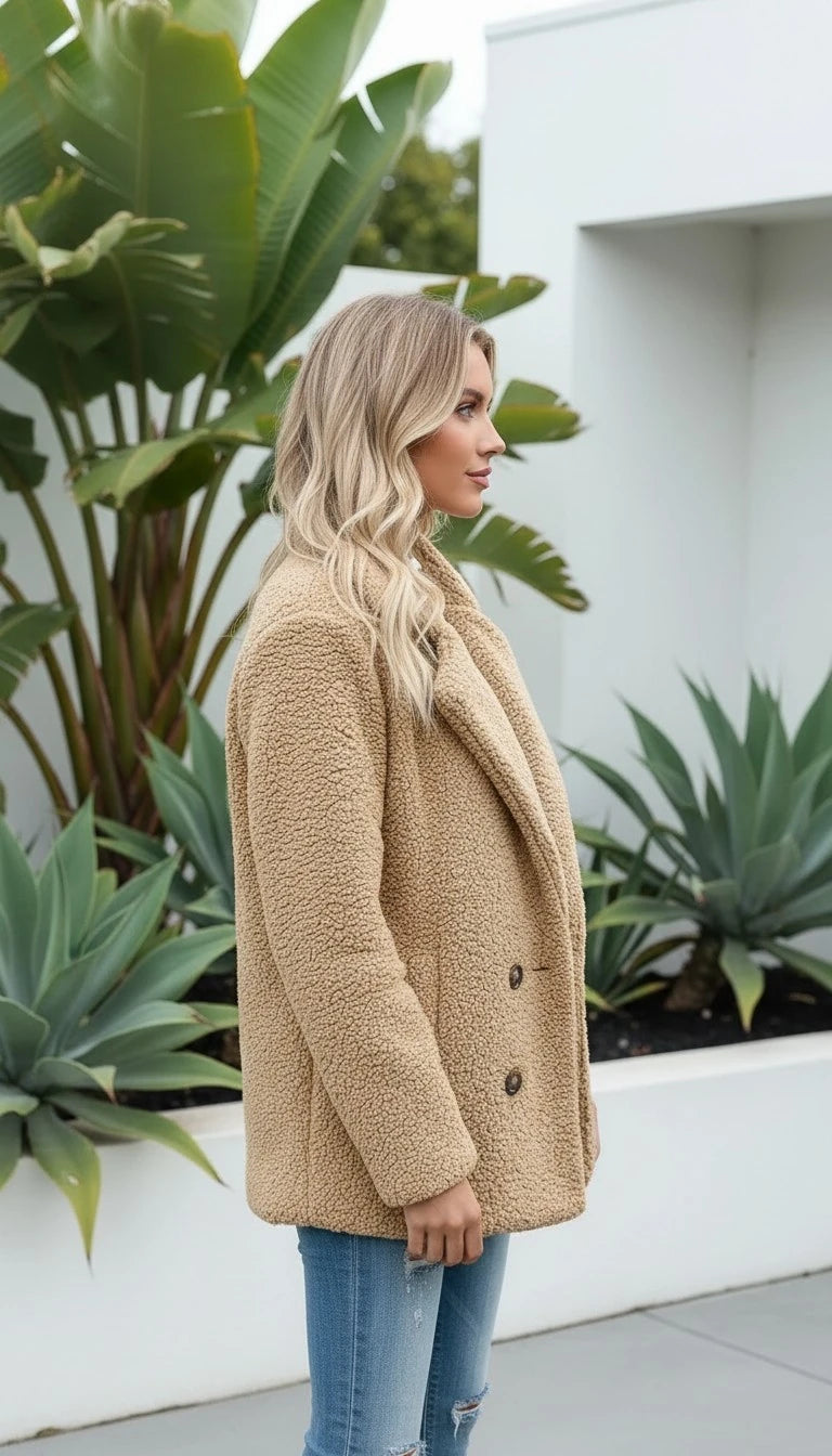 Women's Double-Breasted Teddy Coat