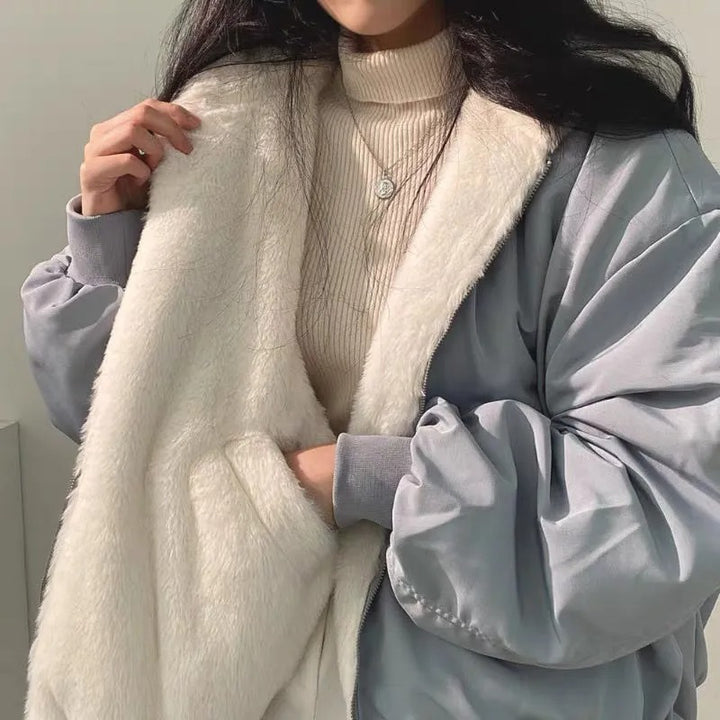 Women's Double Layer Winter Jacket blue