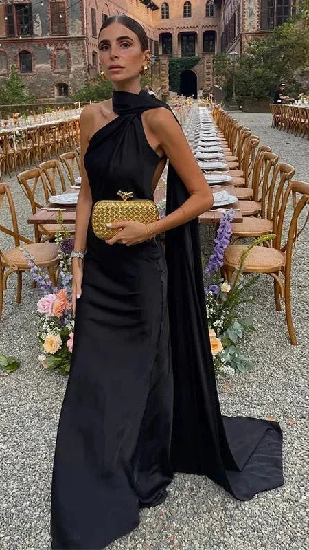 Women's Maxi Dress | Draped One Shoulder Party Occasion Dress 10