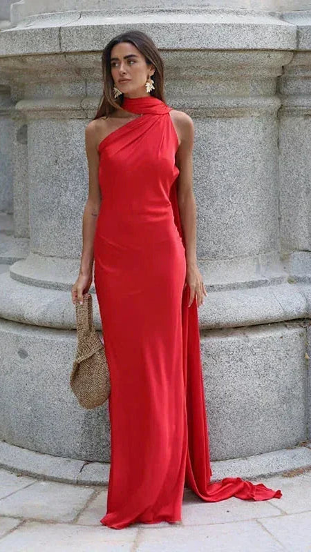 Women's Maxi Dress | Draped One Shoulder Party Occasion Dress 2