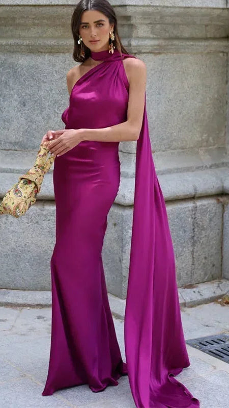 Women's Maxi Dress | Draped One Shoulder Party Occasion Dress 5