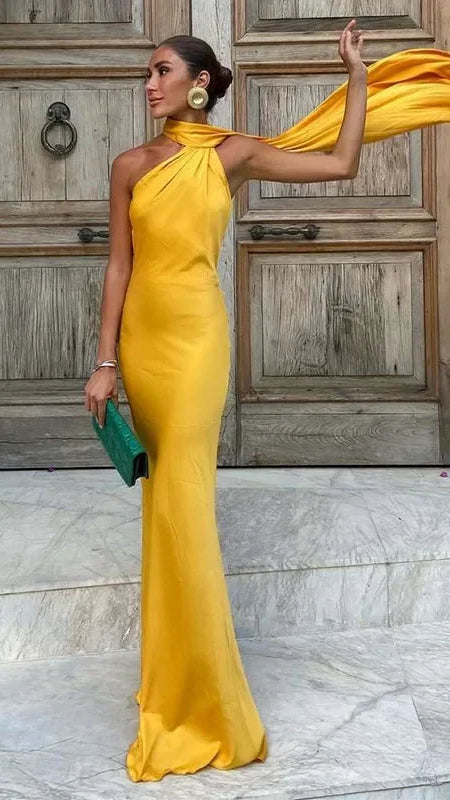 Women's Maxi Dress | Draped One Shoulder Party Occasion Dress 6