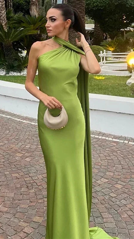 Women's Maxi Dress | Draped One Shoulder Party Occasion Dress 9
