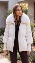 Women's Faux Fur Collar Padded Puffer Jacket