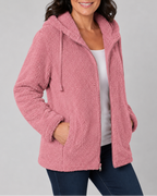 Women's Teddy Fleece Jacket with Hood and Zip Front