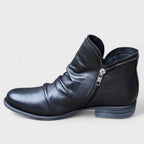 Women's Faux Leather Zip Ankle Boots black